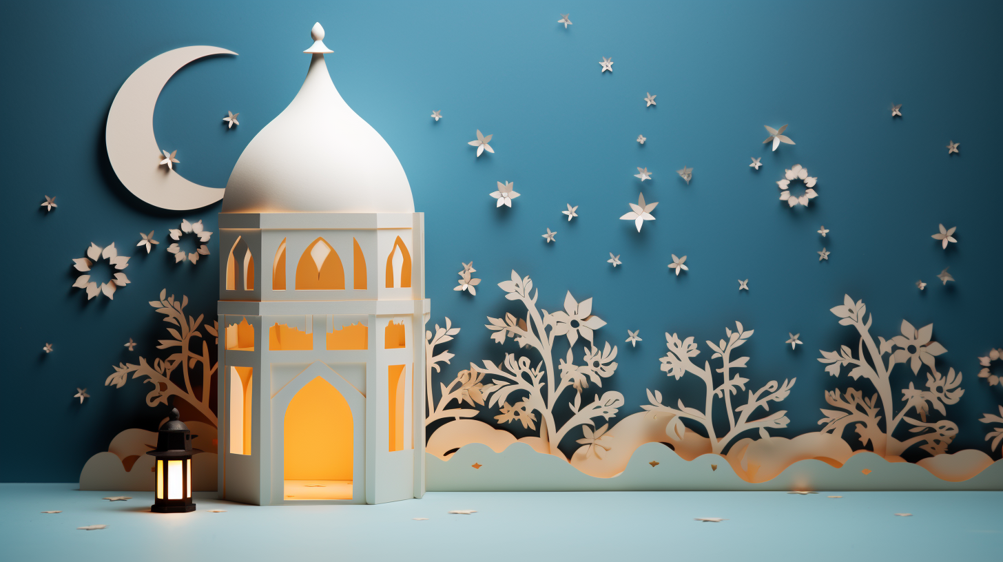 Lantern and Ramadan Paper Cutouts in Gardenscape