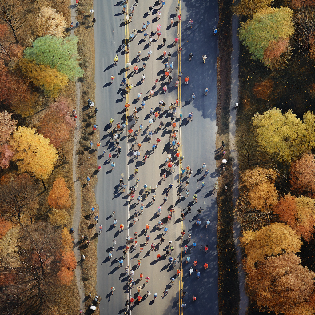 Runners sprinting towards the finish line