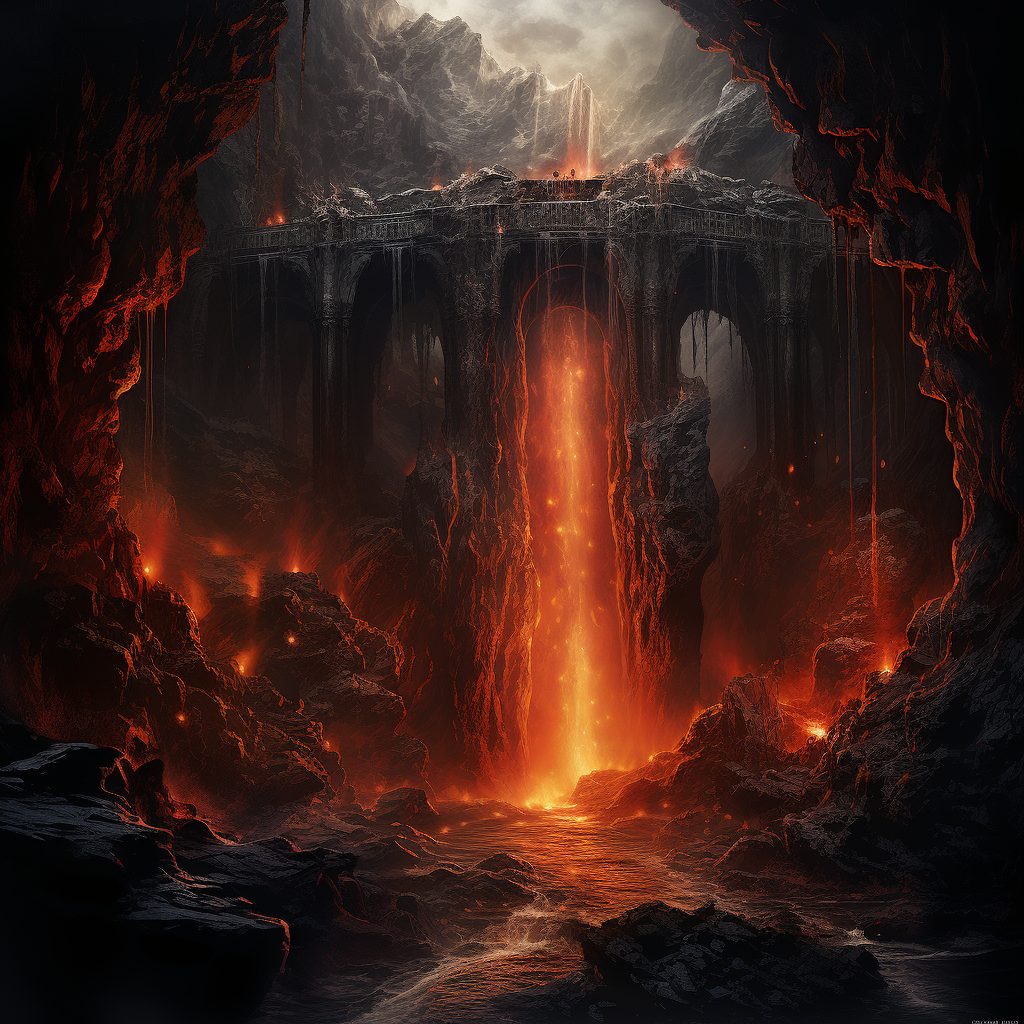 Impressive lava waterfall dungeons dragons