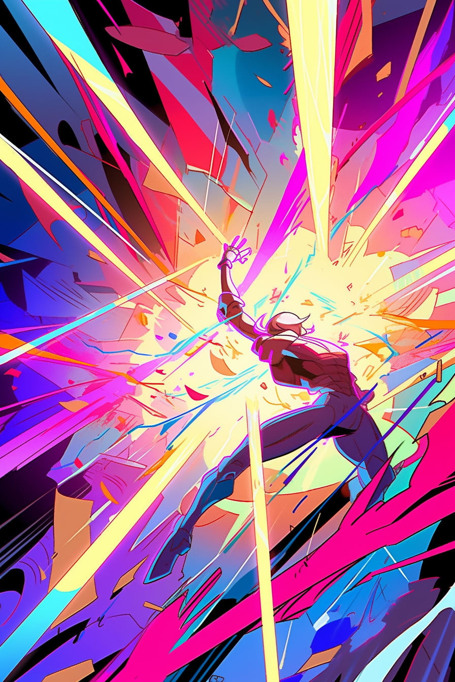 Vibrant manga-inspired light rays