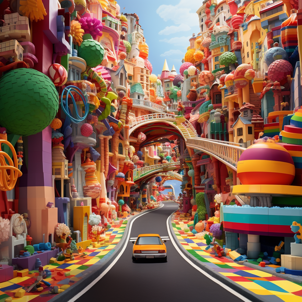 Colorful road through Lego wonderland