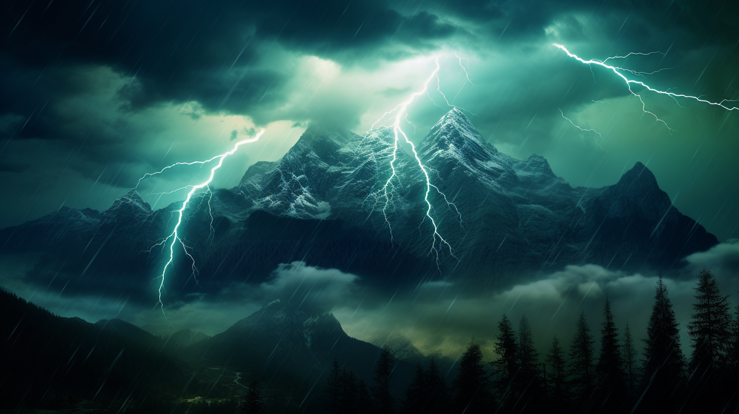 Magnificent lightning on mountain top