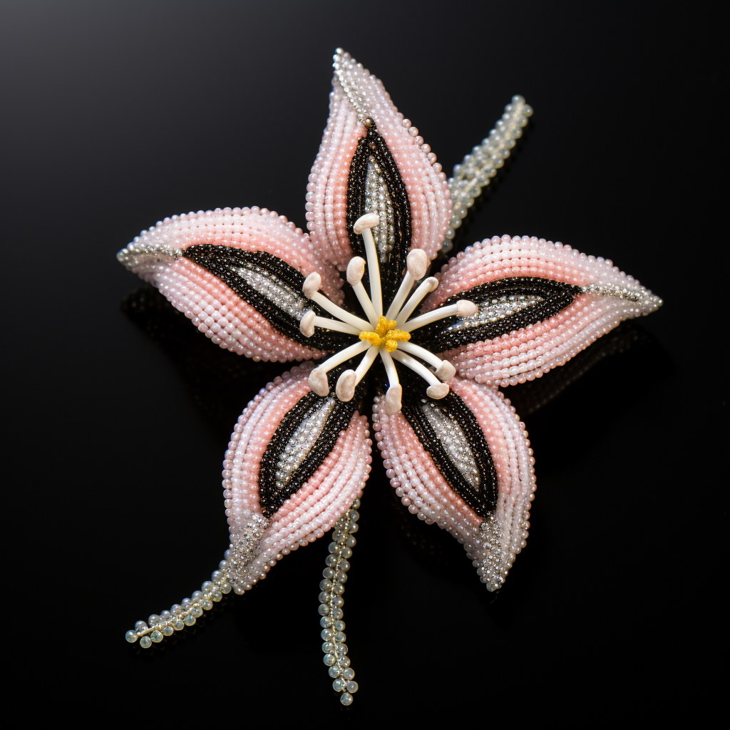 Stunning Lily Flower Brooch on Black Background