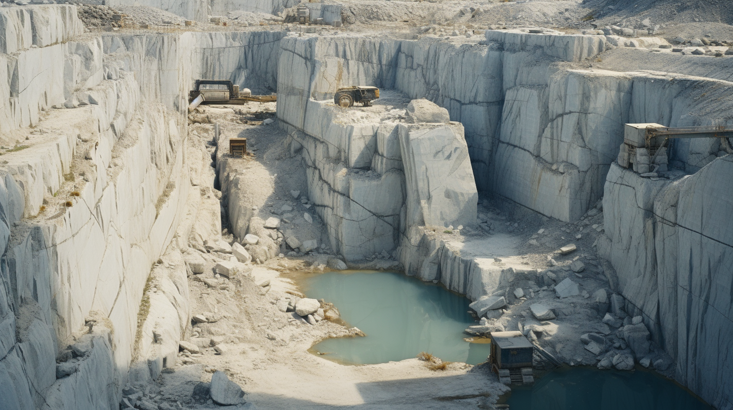 Aerial view of limestone quarry