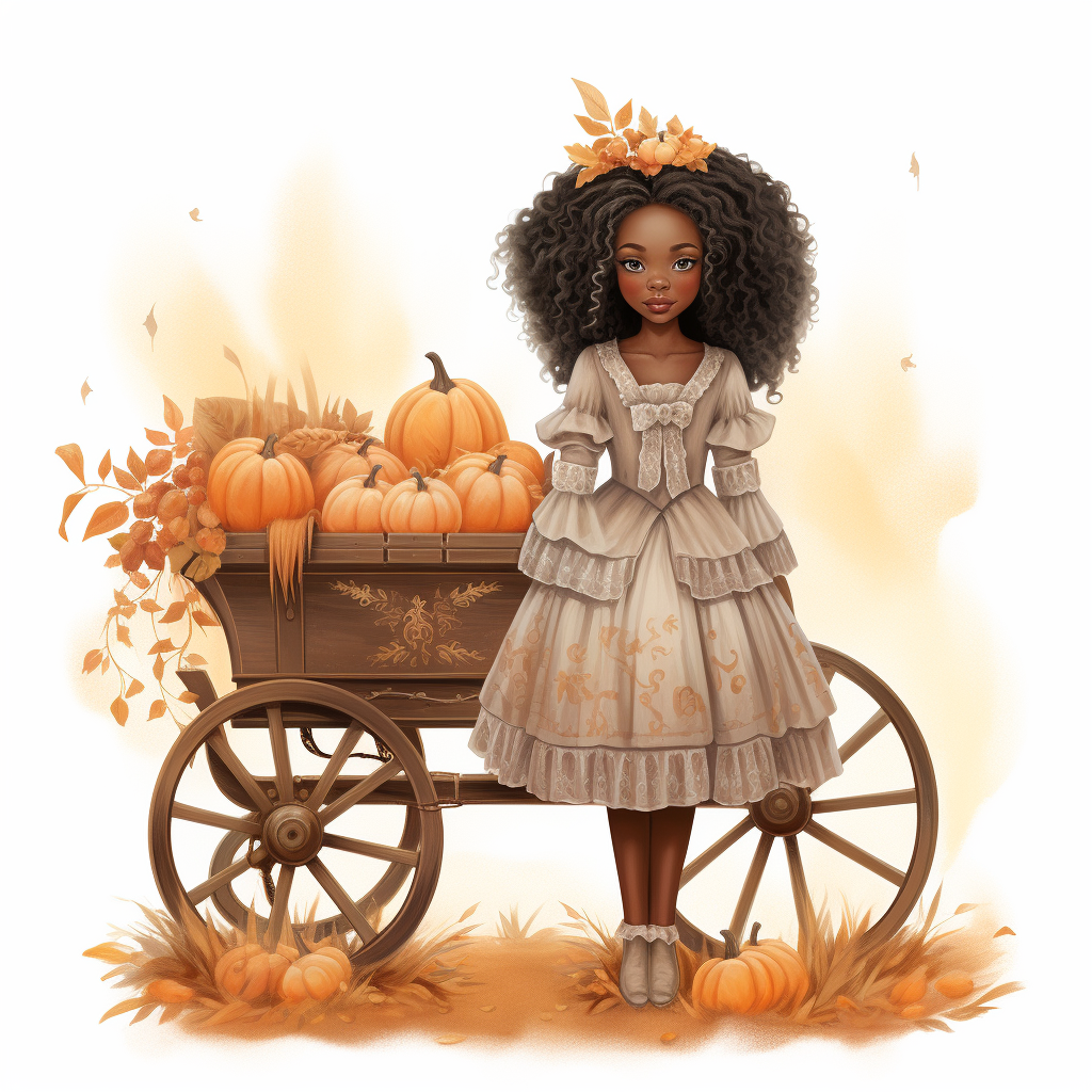 Little black girl on hayride cart