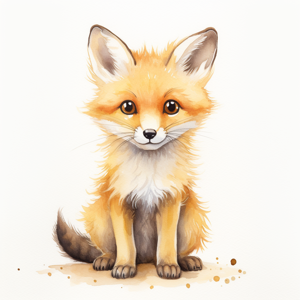 Cute Baby Fox on White Background