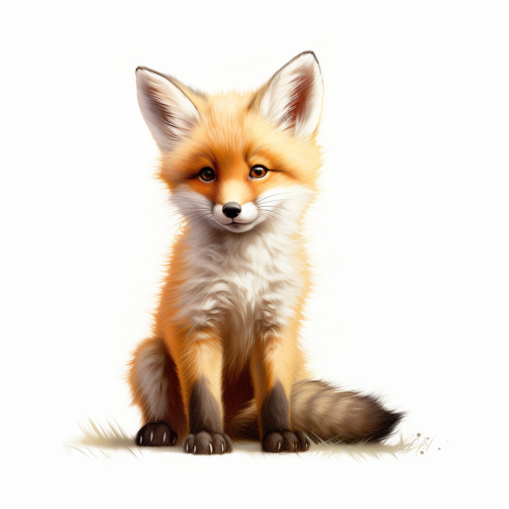 Cute little fox on white background