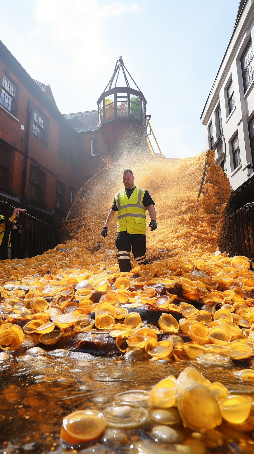 Beer flooding the streets of London