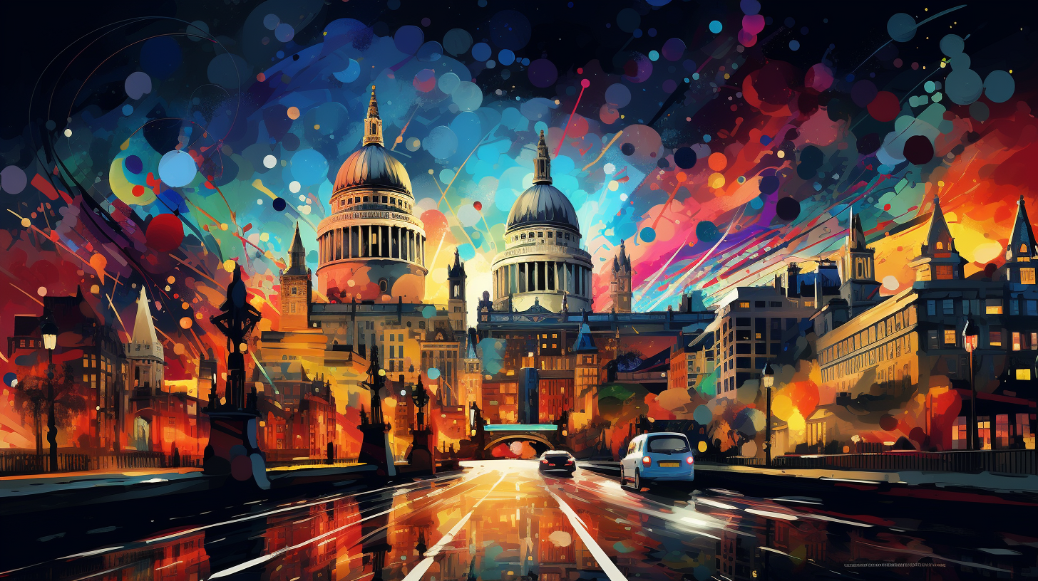 Vibrant London city landmarks illustration