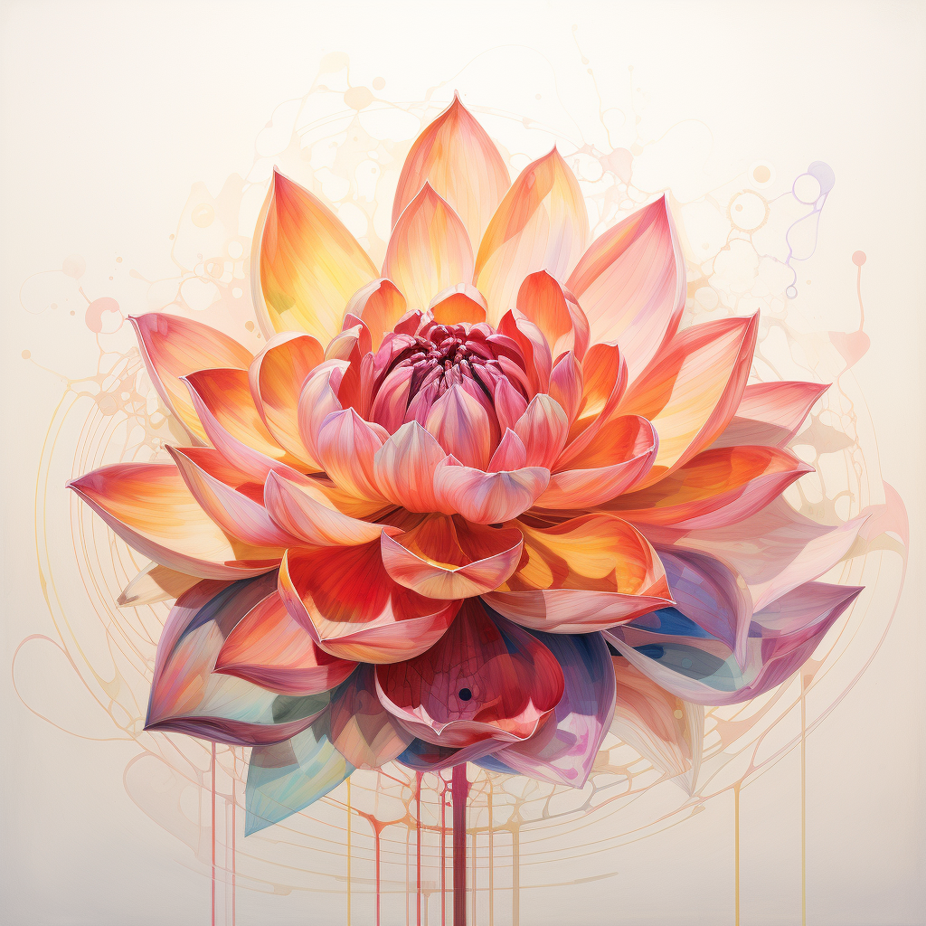 Vibrant lotus flower in gradient colors