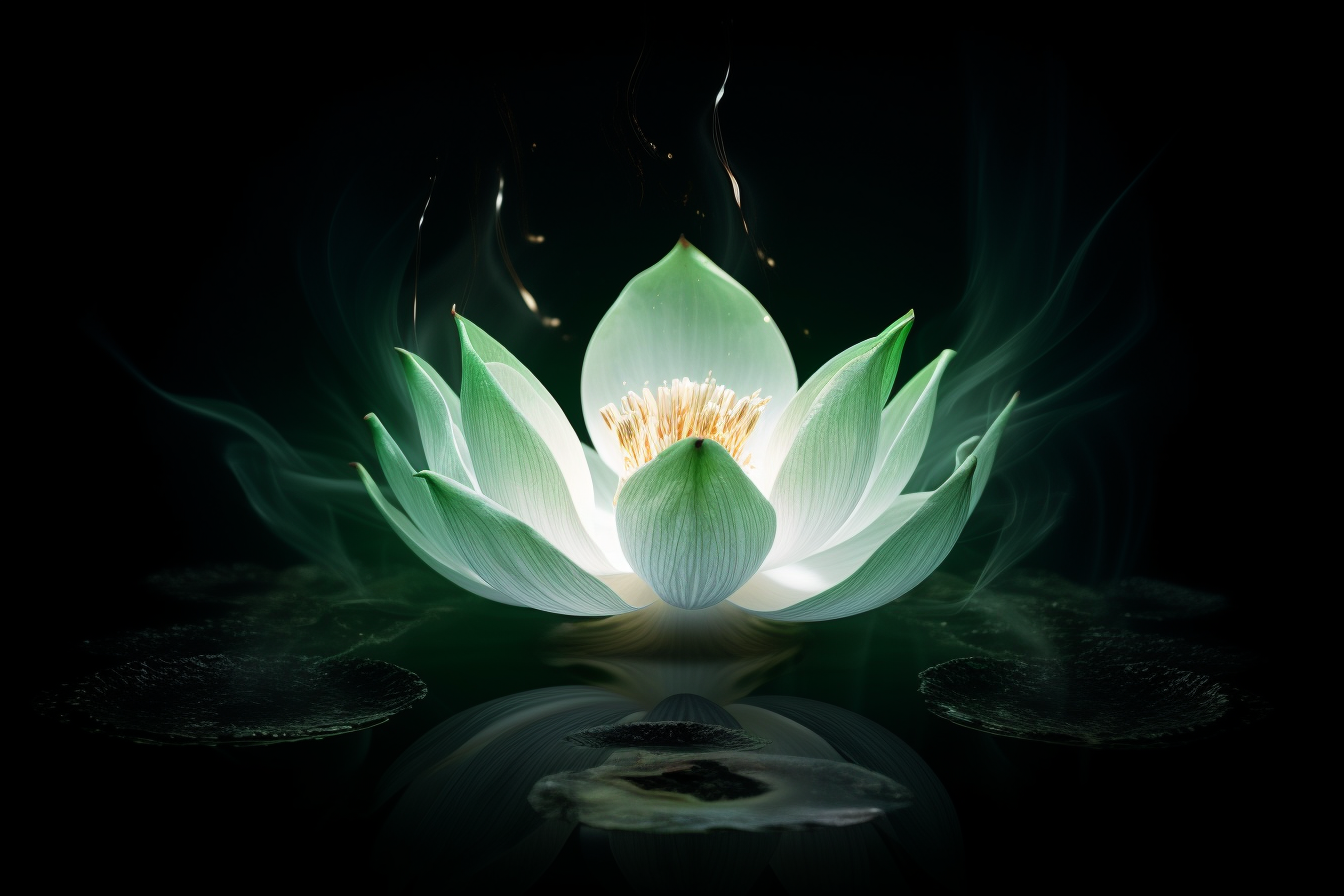 Transparent lotus leaves glowing softly