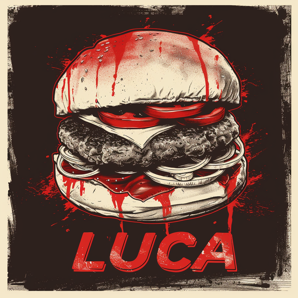 LUCA Heavy Metal Band Logo with Hamburger