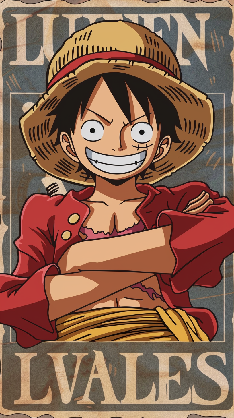 Luffy Wanted Poster White Background