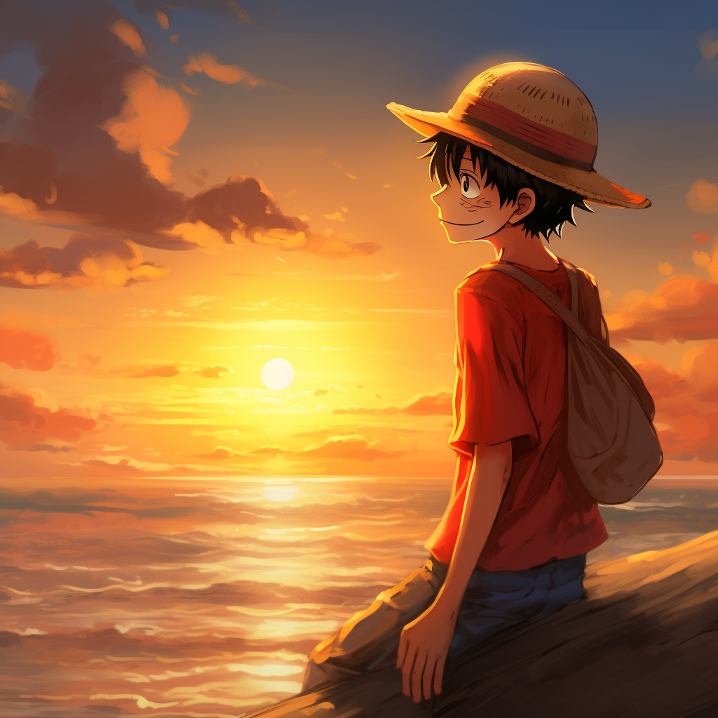 Luffy enjoying a beautiful sunrise