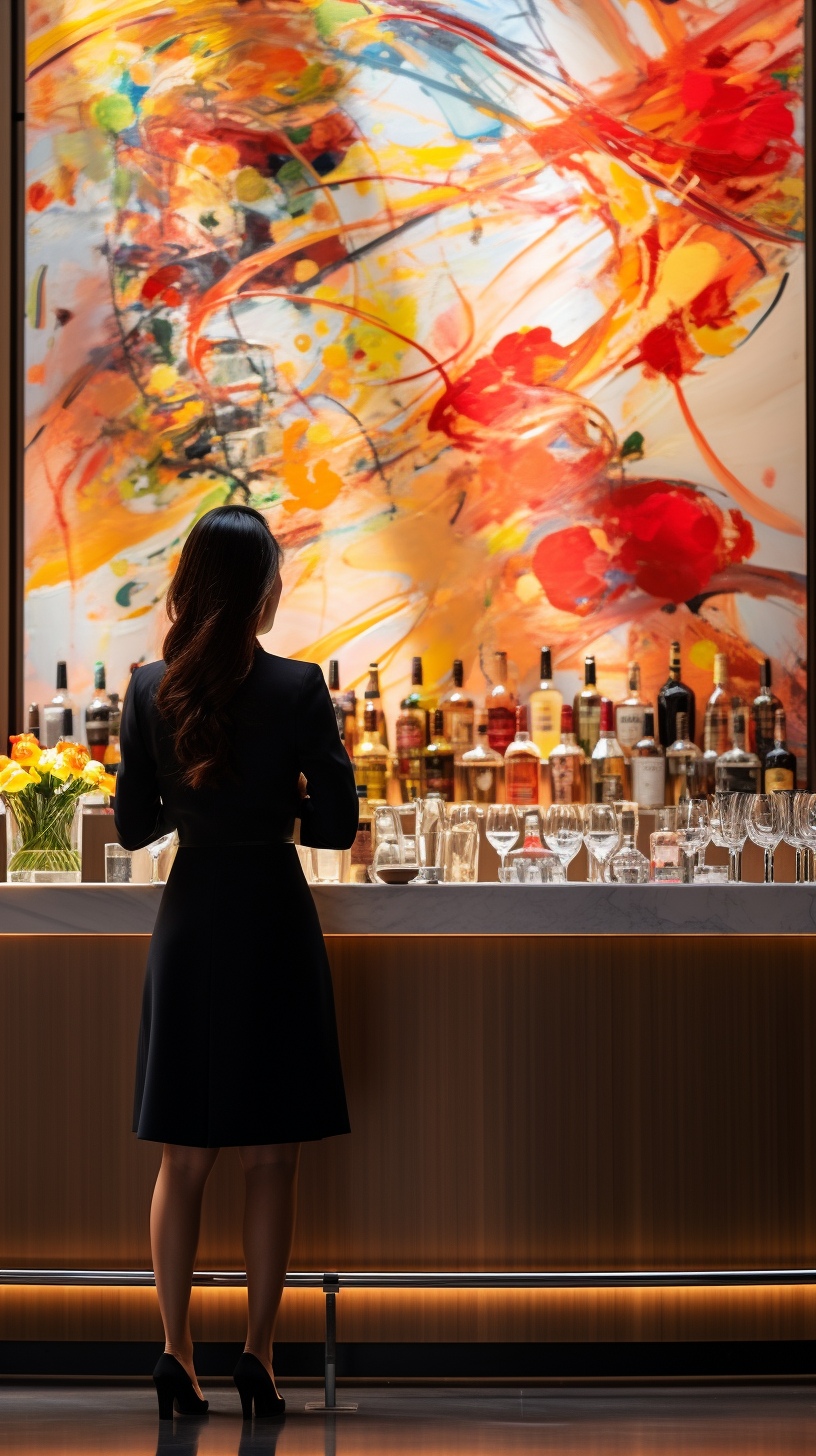 Ultra Luxury Modern Bar Interior with Painting