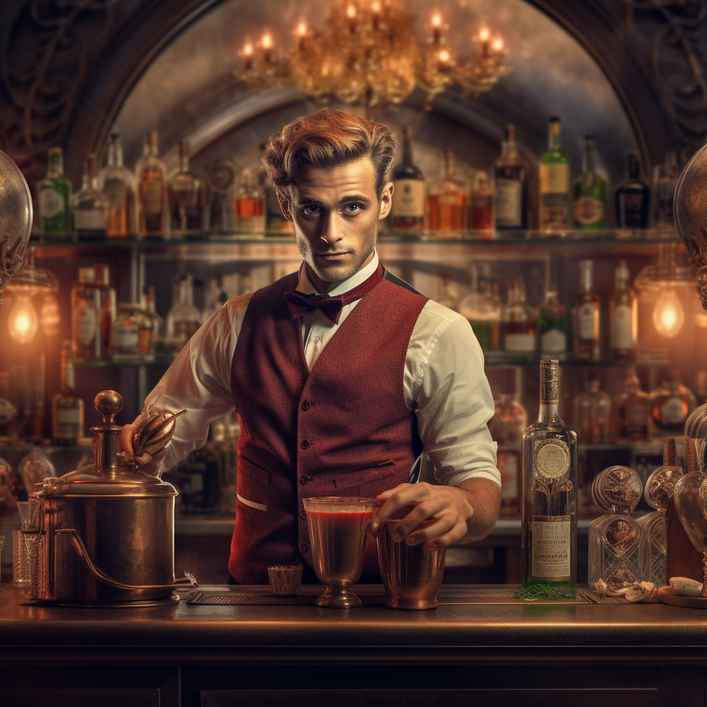 Stylish bartender serving luxury cocktails