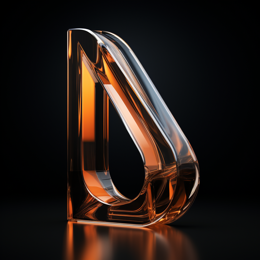 Abstract M-shaped 3D symbol in glass