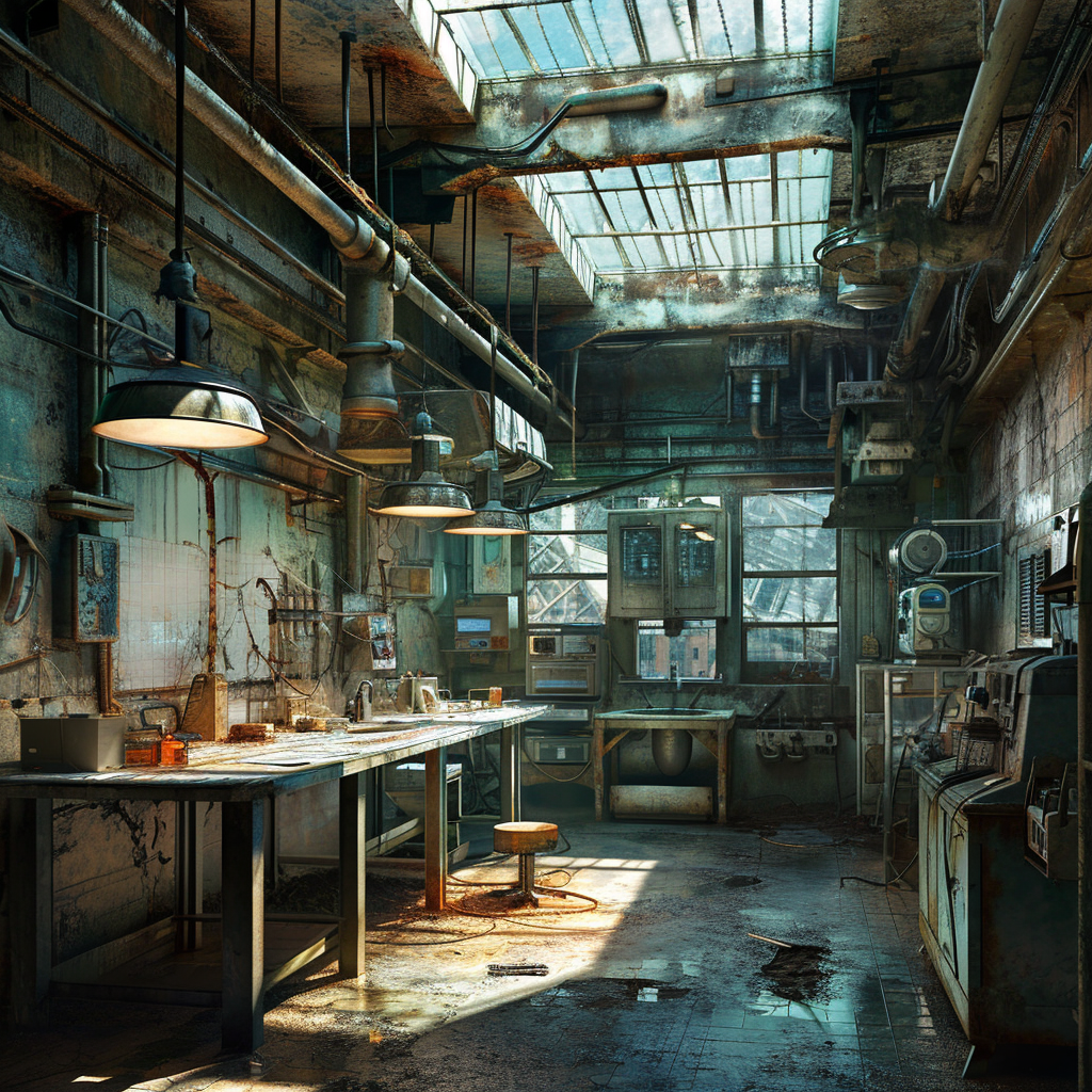 Detailed mad scientist laboratory in 193 horror movies style