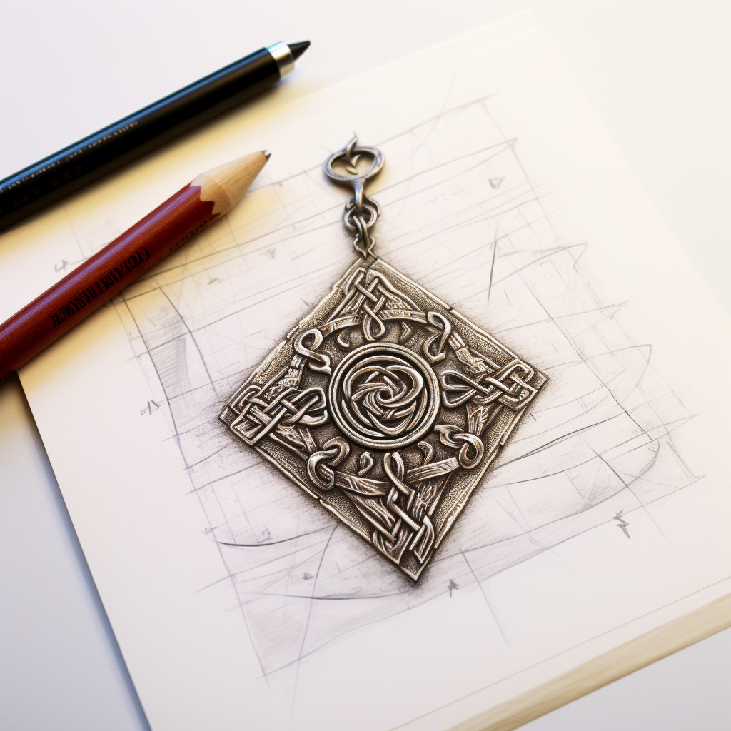 Magic Amulet with Runes Sketch