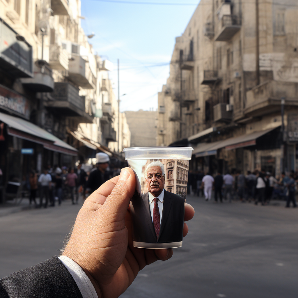 Palestinian President Mahmoud Abbas enjoying coffee in Tel Aviv