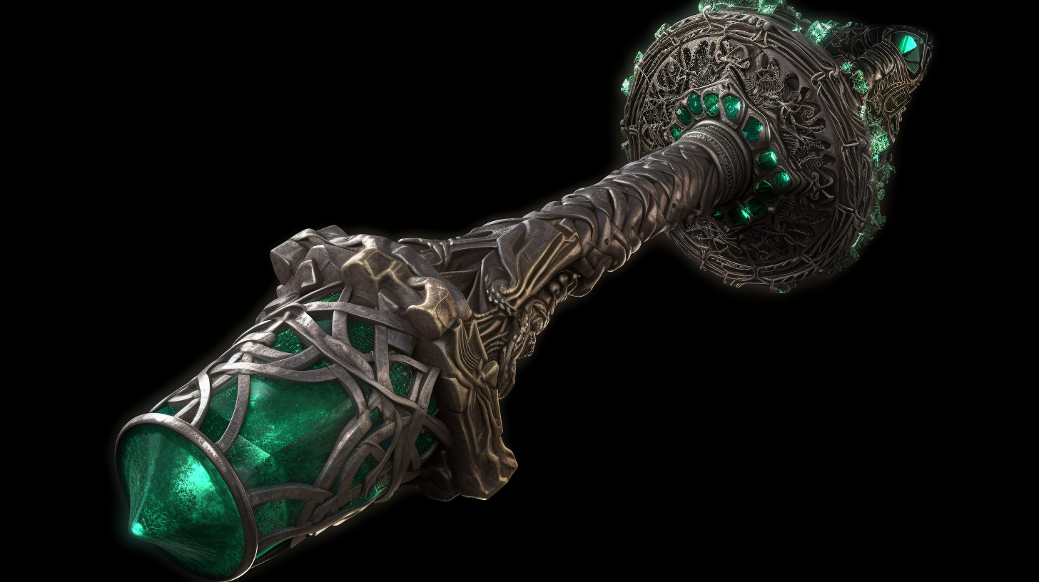 Fantasy Dwarven War Hammer Emeralds