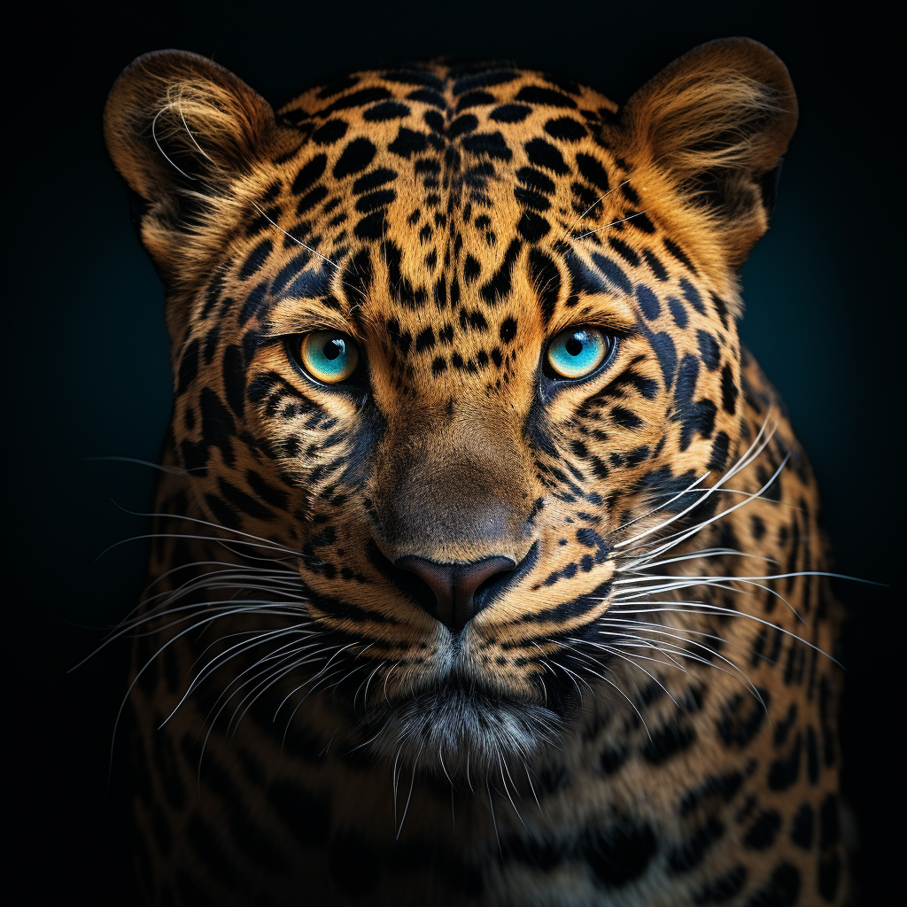 Majestic leopard portrait closeup