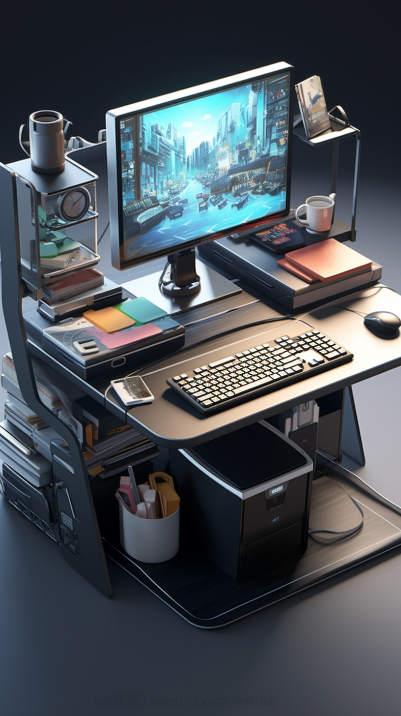 Sleek modern 3D workstation for college student