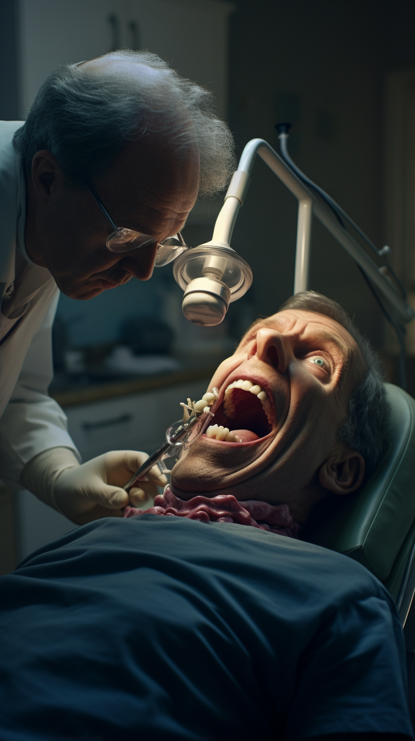 Man at Dentist with Plaque on Teeth