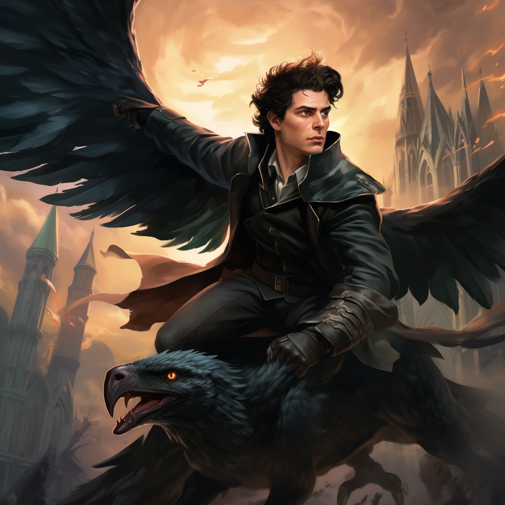 Man riding hippogriff