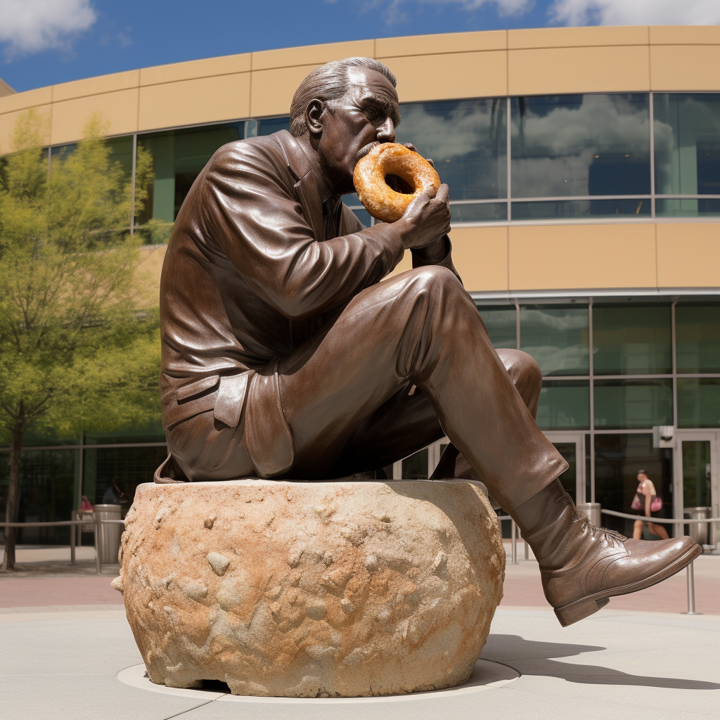 Man eating twinkie while thinking