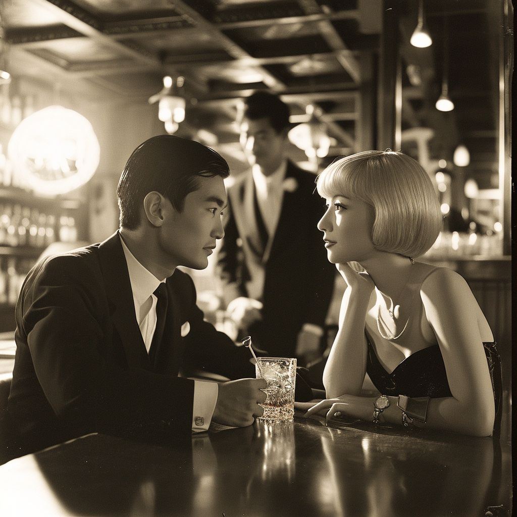 Japanese couple at classy bar