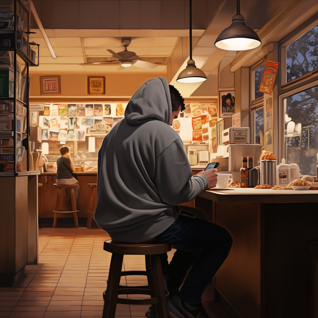 Man in Pizza Parlor