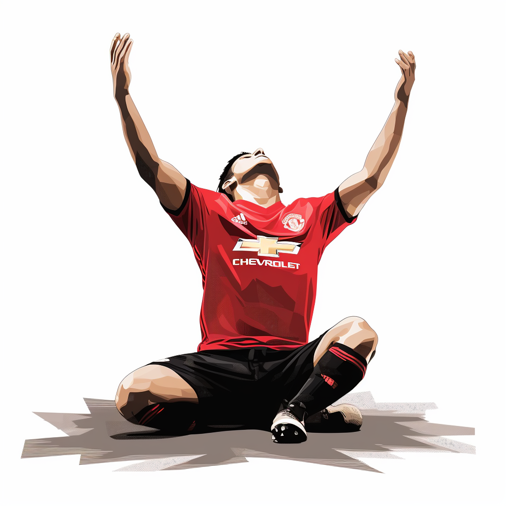 Soccer player celebrating for Manchester United