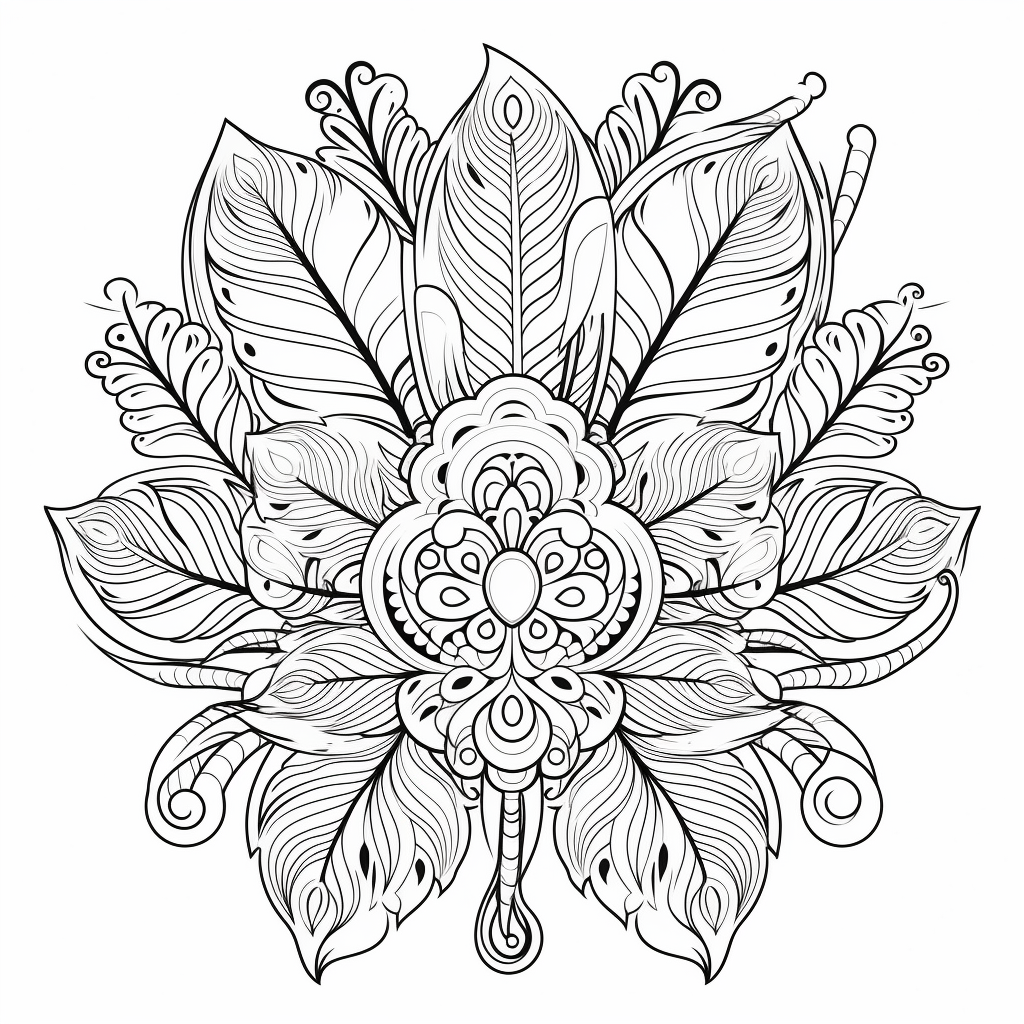 Mandala Feather Coloring Page Design