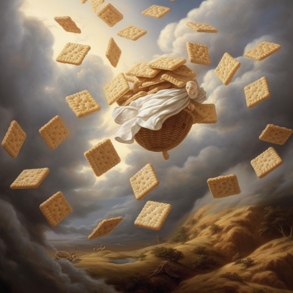 Manna, heavenly white wafers falling