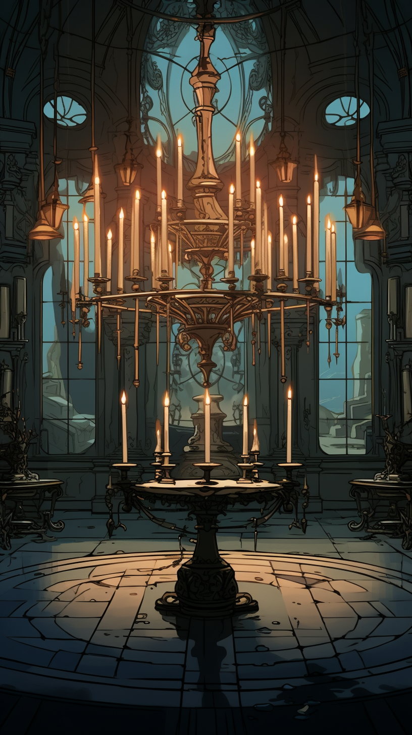 Floating candelabras in an elegant mansion