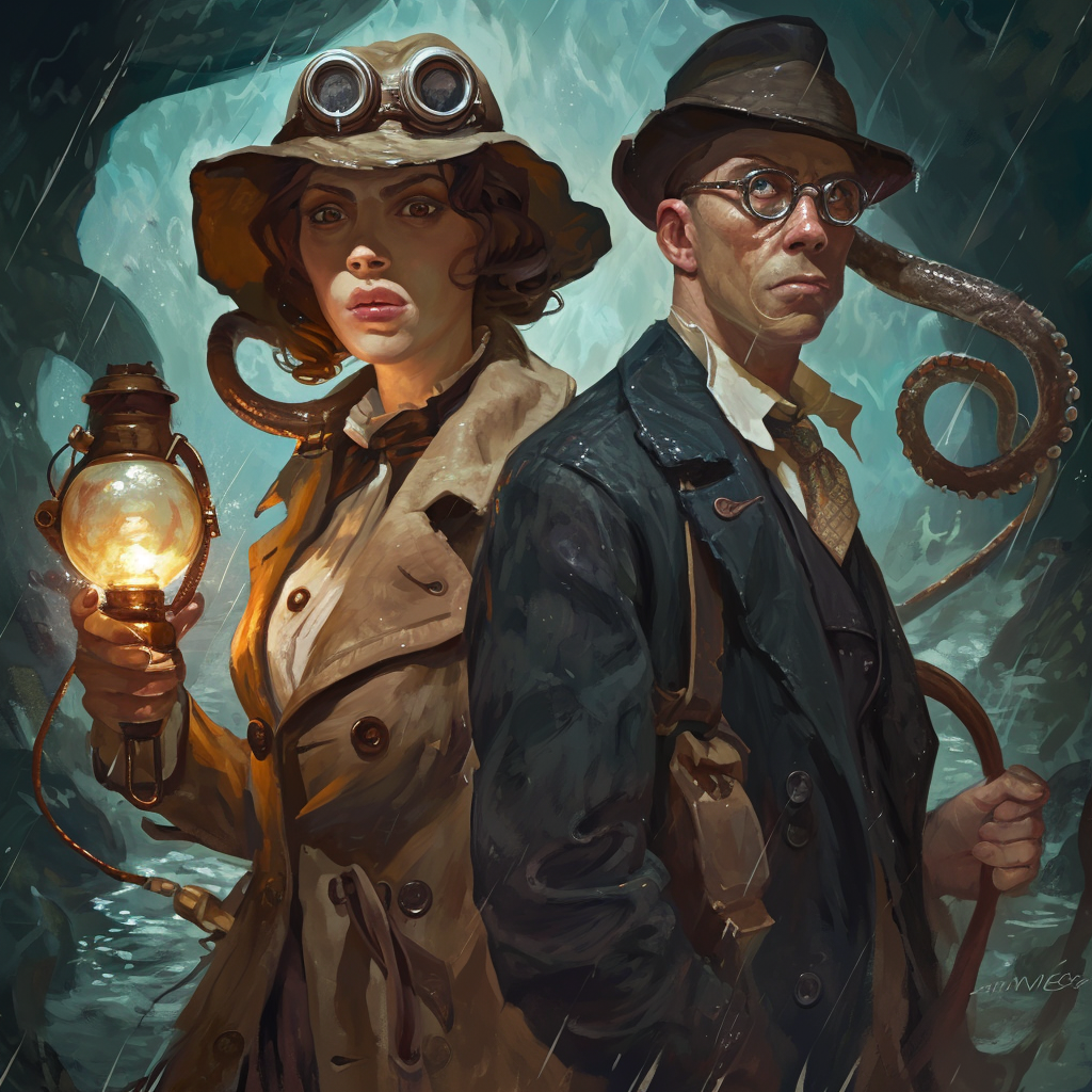 Male and female 1920s marine biologists playing Call of Cthulhu game