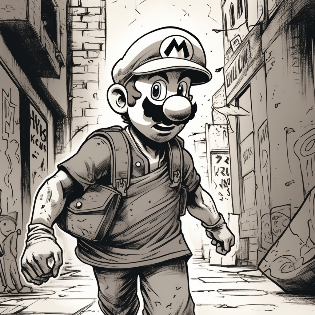 Mario drawing in Boichi manga style