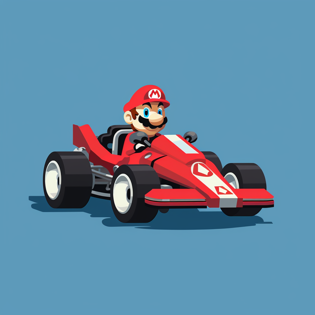 Minimalist Mario Kart digital artwork