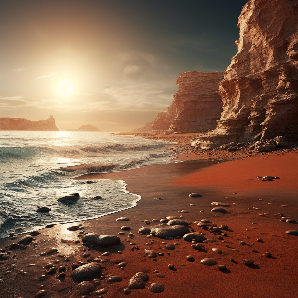 Realistic artwork of Mars oceans