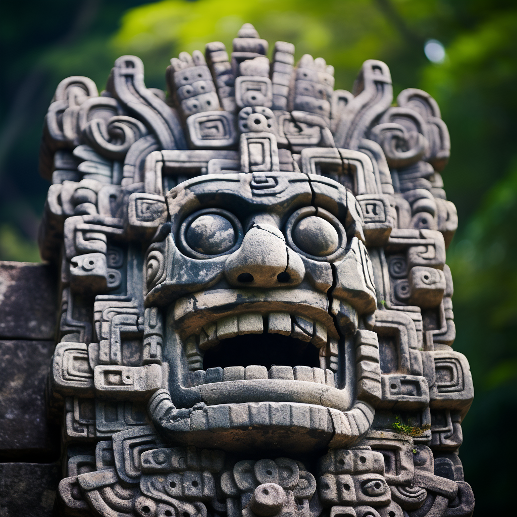 Mayan hieroglyph monster chaos depiction