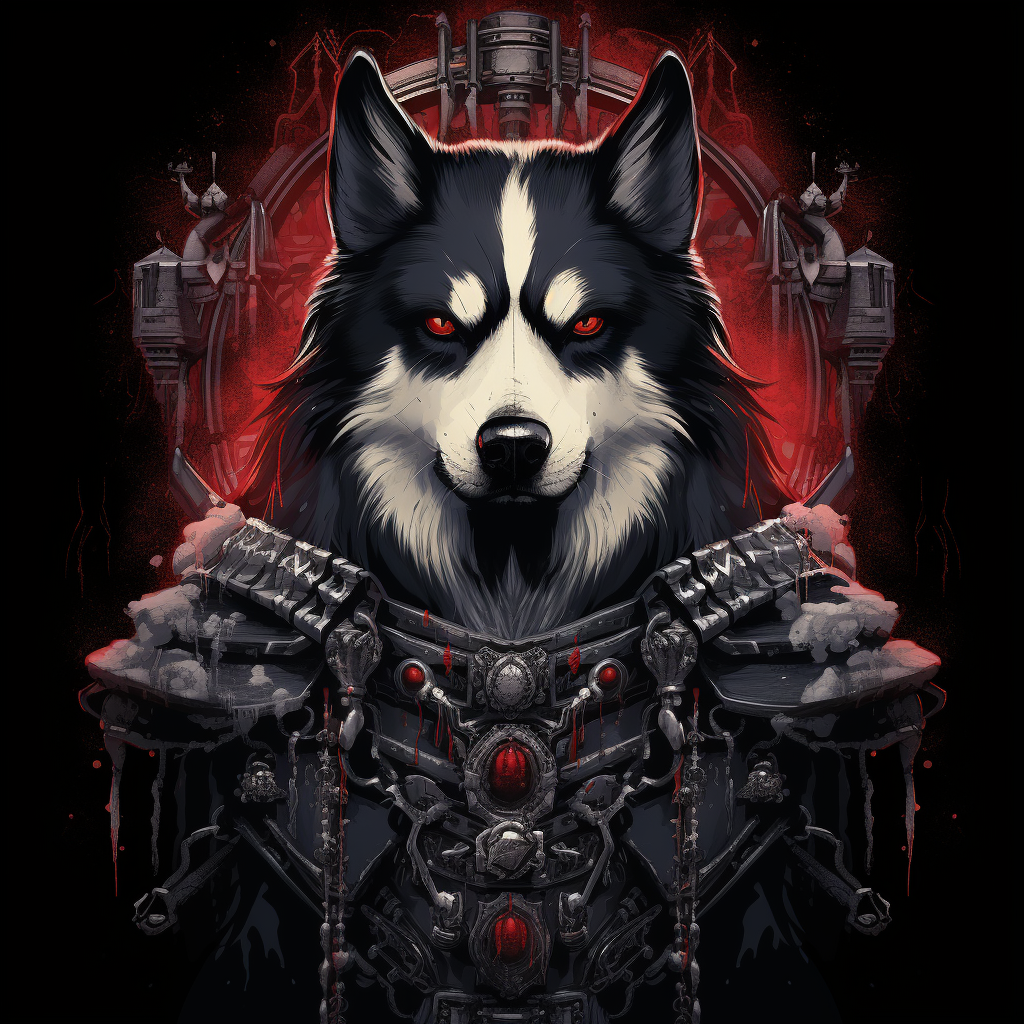 Mean Husky wearing Gothic Tshirt illustration