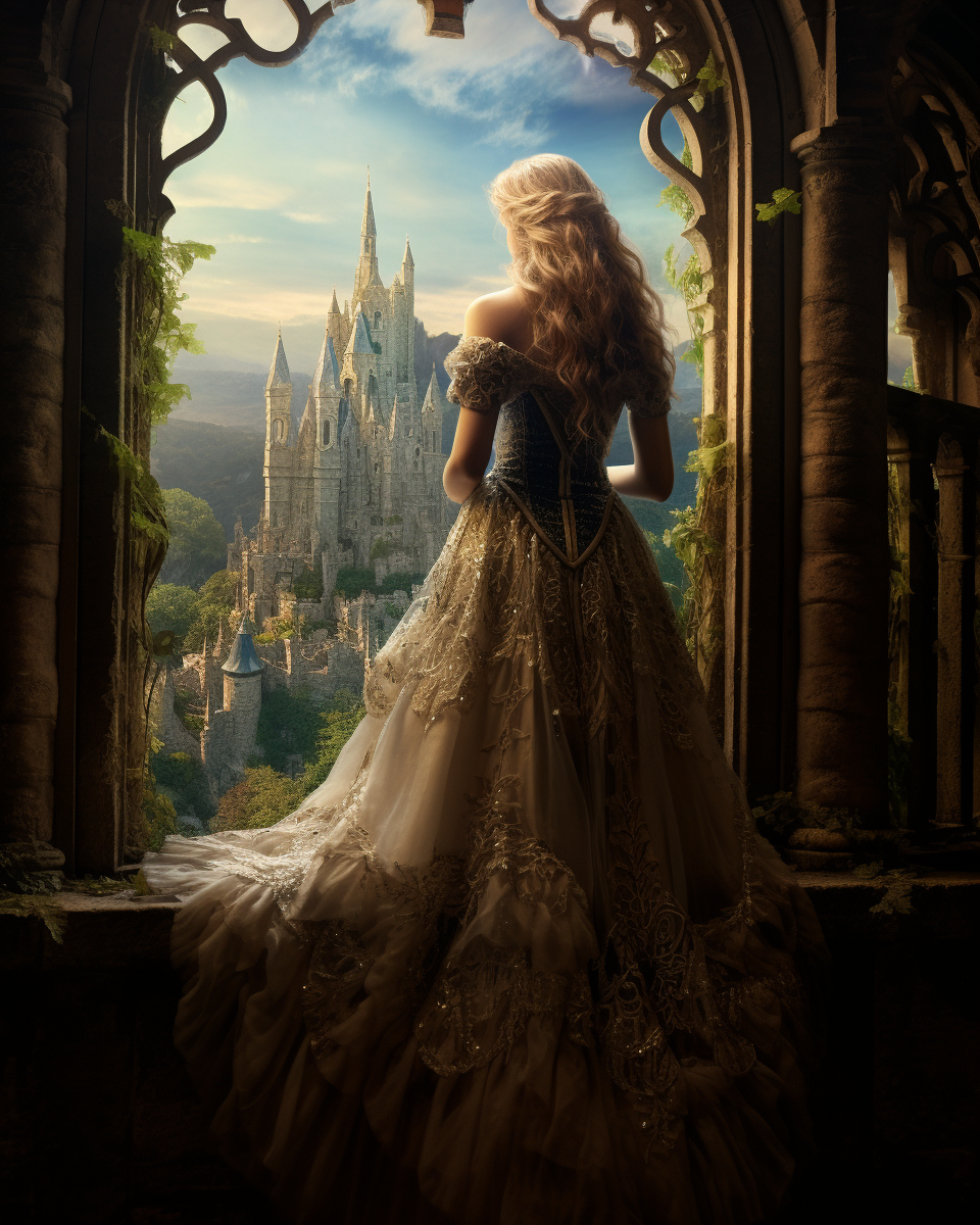 Medieval fantasy princess in surreal kingdom