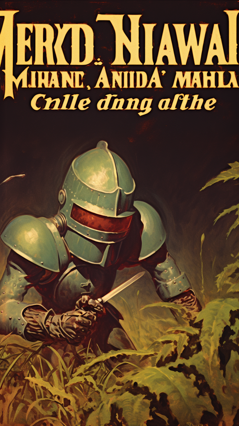 Medieval knight cultivating marijuana plants