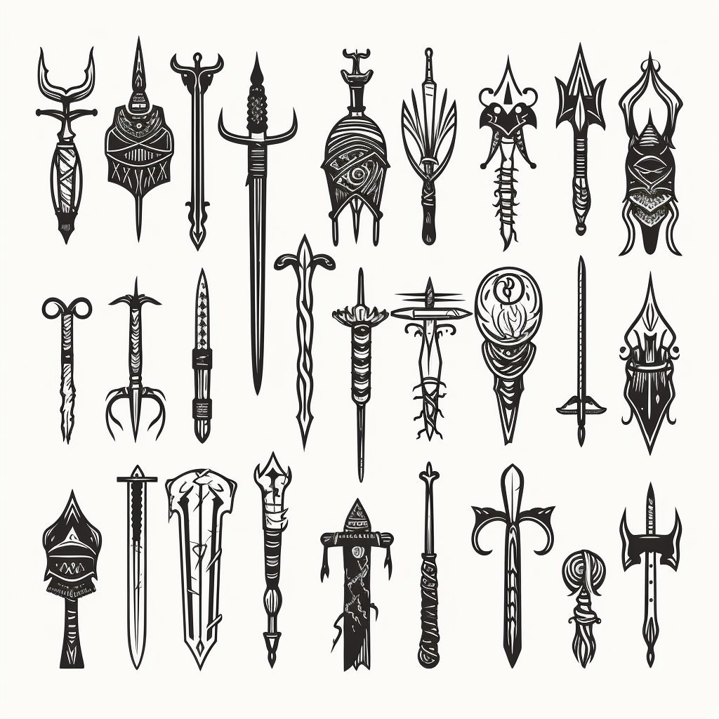 Hand drawn medieval weapons doodle