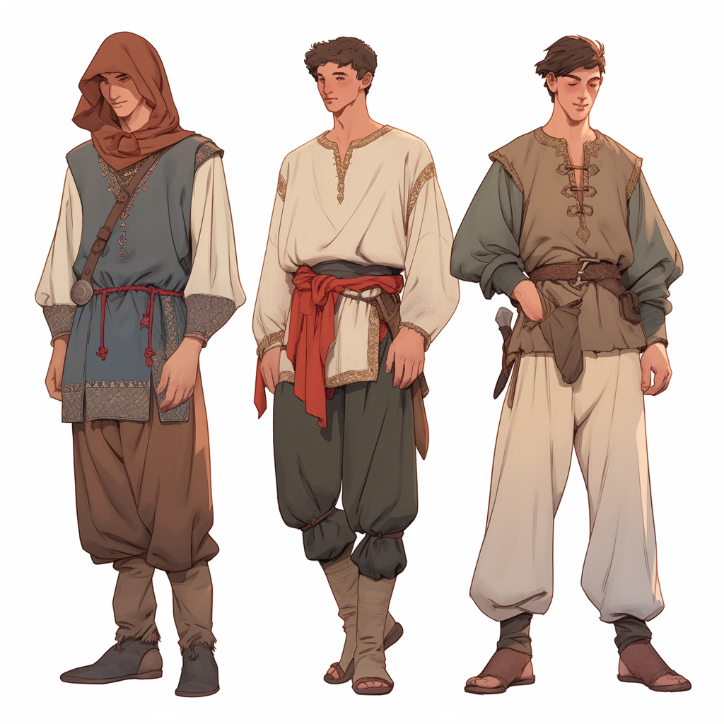 Men in Fine Medieval Village Clothes