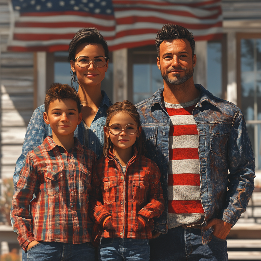 Patriotic non-Christian family portrait